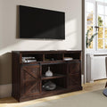 Modern Farmhouse TV Stand with Sliding Barn Door and Storage Cabinets E879943