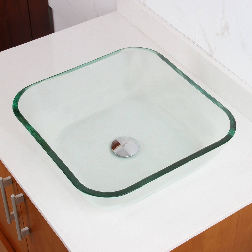 Transparent Square Tempered Glass Vessel Sink O6190