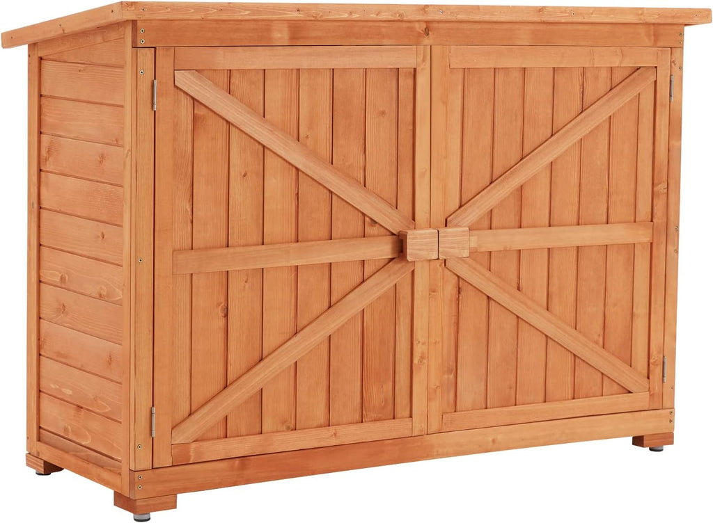 Wooden Outdoor Storage Cabinet with Lockable Double Doors Y51068