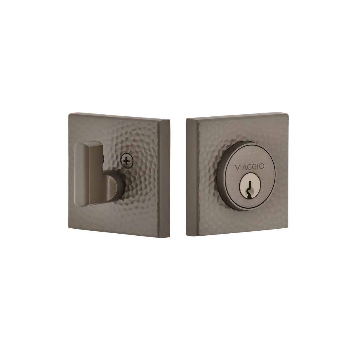 Hammered Rosette Single Cylinder Deadbolt in Titanium Gray G29983