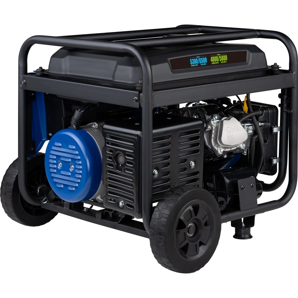 6500 Peak Watt Dual Fuel Portable Generator with CO Sensor and Wheel Kit I631097