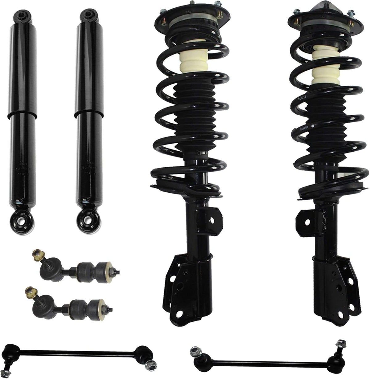 Front & Rear Loaded Struts and Shocks Complete Assembly with Sway Bar Links, 8pc Set Q834688