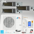 28000 BTU 230V Slim Ducted Tri 3 Zone Mini Split Heat Pump Air Conditioner V1715