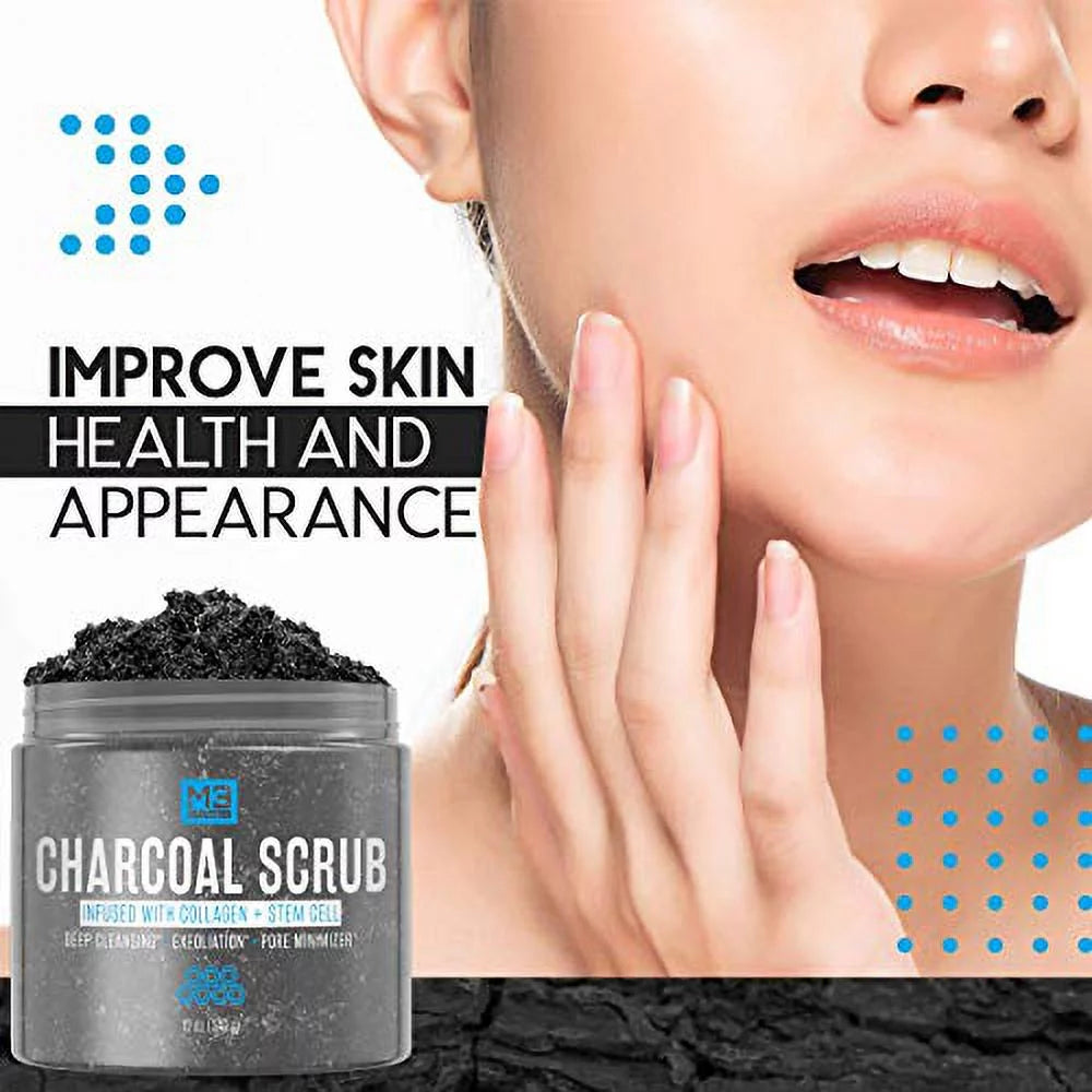 Activated Charcoal Body & Face Scrub 12 OZ Y365