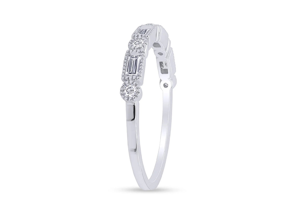 1/4 CT Baguette & Round Cut Natural White Diamond Half Eternity Band Ring In 10K Solid White Gold N979734