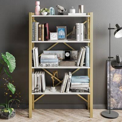 Gold/White Metal Etagere Bookcase W882032