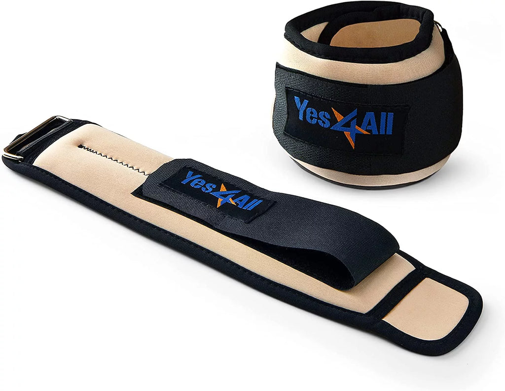 1 lbs Neoprene Ankle Wrist Weight, Beige, Pair I878