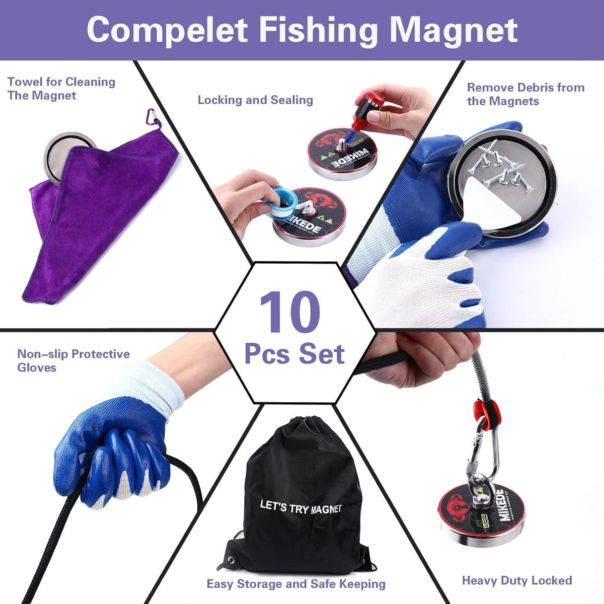 1080 LBS Pulling Force Neodymium Rare Earth Fishing Magnets, Pack of 2 D5653
