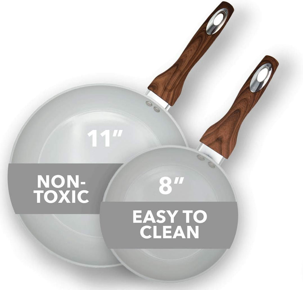 8 & 11 Inch Nonstick Ceramic Frying Pan Set, 2 Piece, Yellow L857959