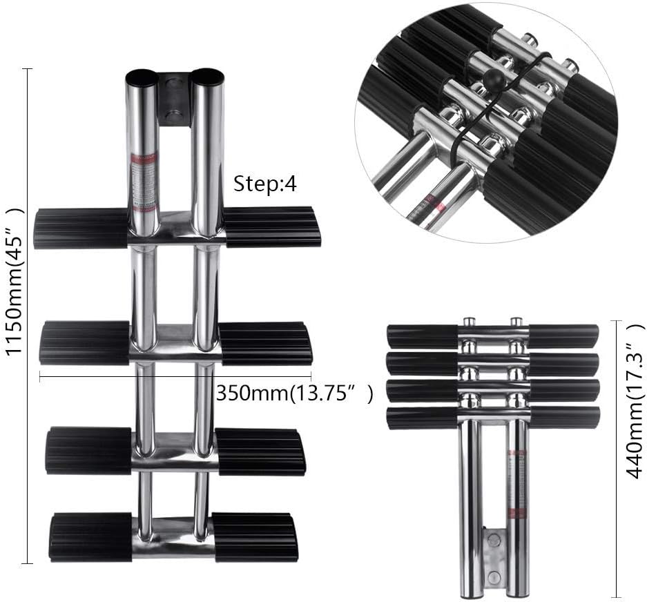 Stainless Steel 4 Step Telescopic Boat Ladder F7817