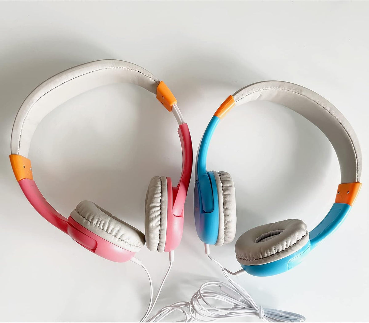 Blue Pink Wired Headphones with Microphone P249756