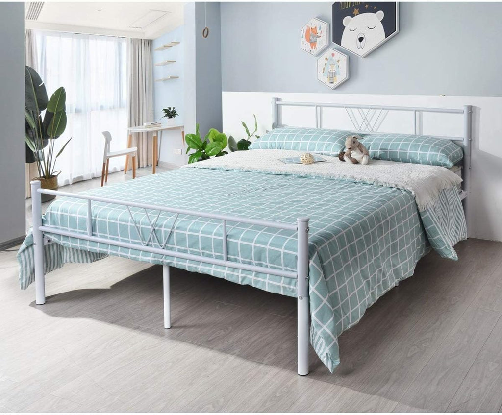 Metal Platform Bed Frame with Headboard and Footboard Twin Size Black W546