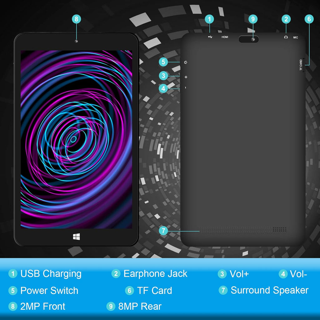 8 Windows Tablet with 1280x800 IPS HD Display O202