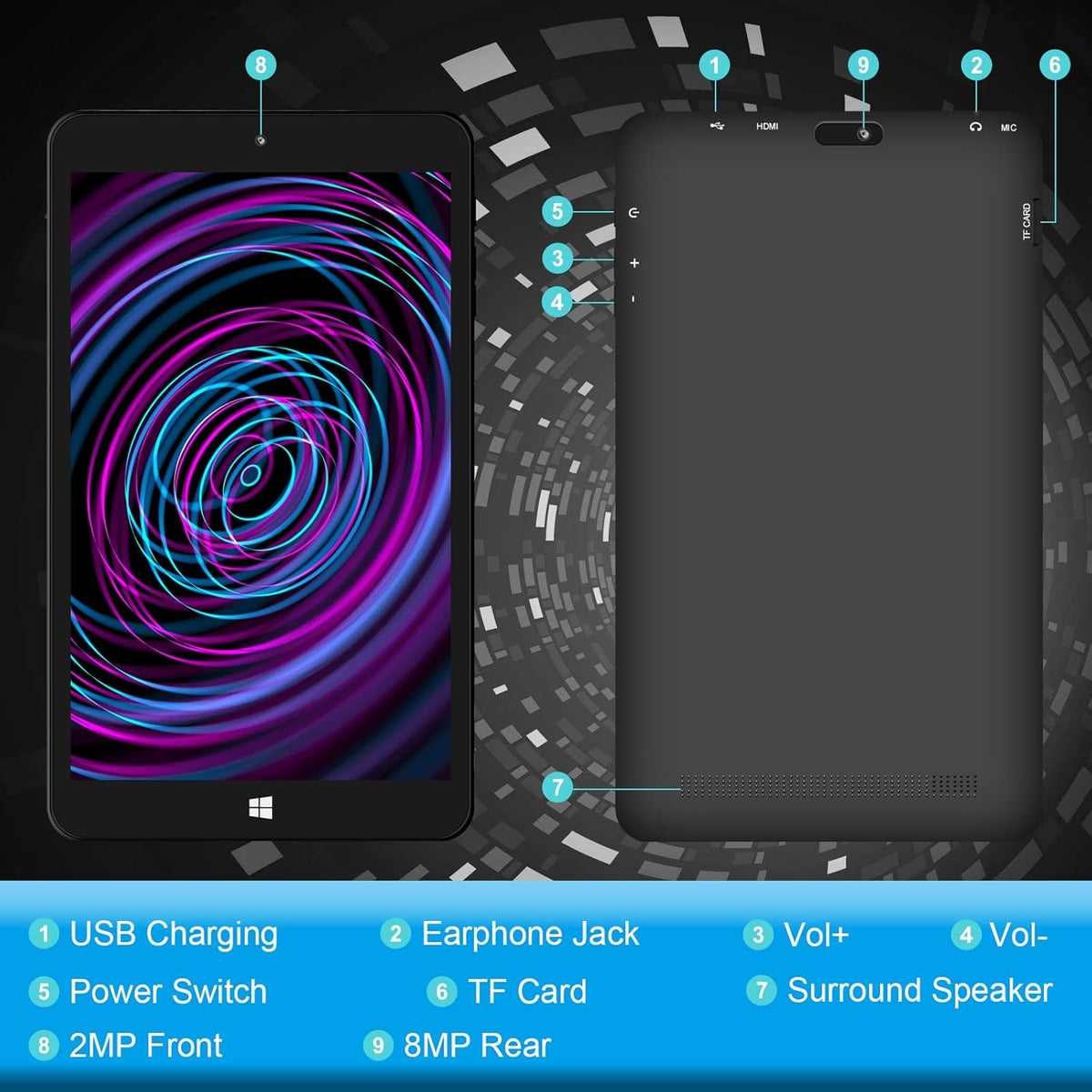 8 Windows Tablet with 1280x800 IPS HD Display O202
