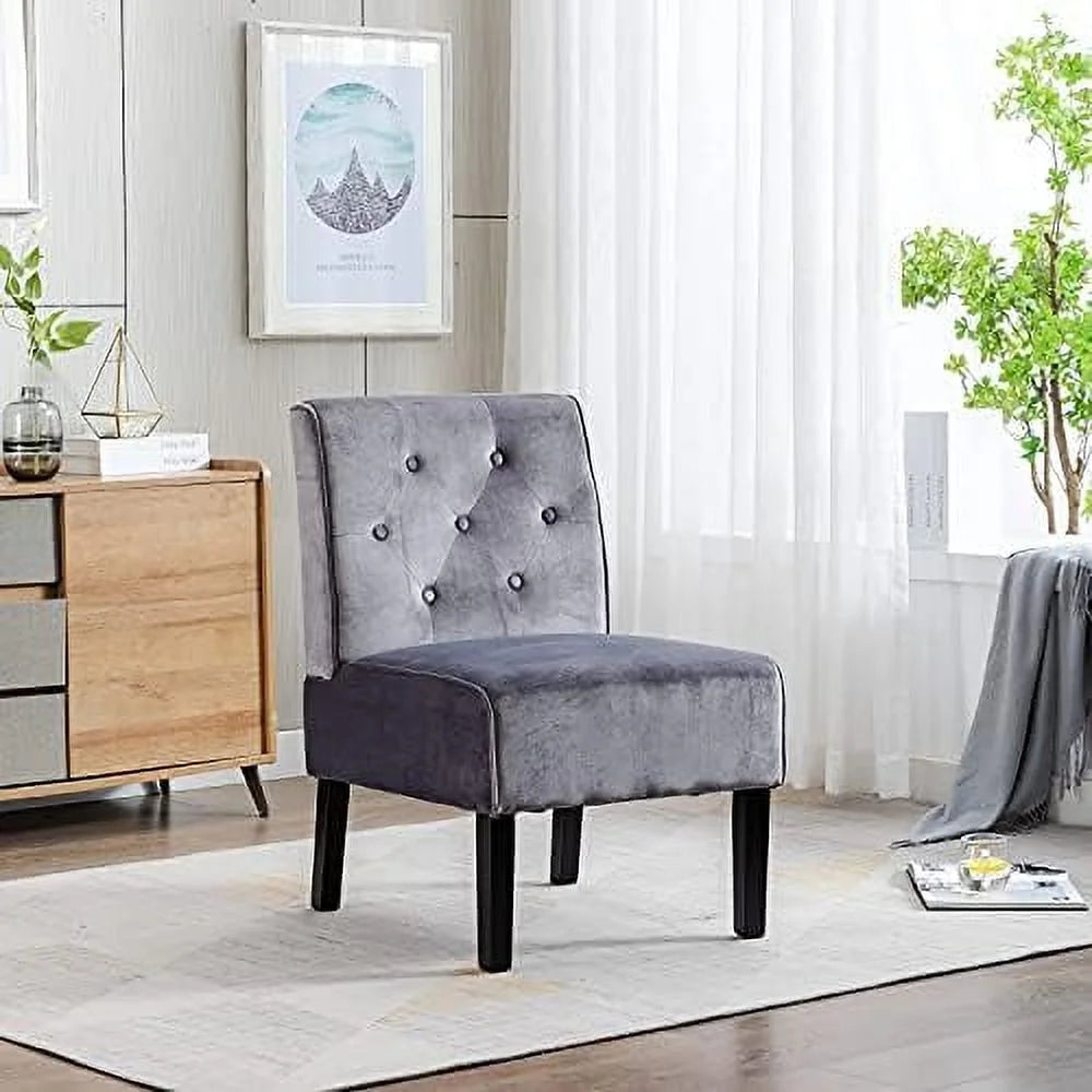 Grey Velvet Accent Chair E23677