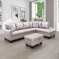 Faux Leather 3 Pieces Right Facing Sofa Set With Ottoman J462904
