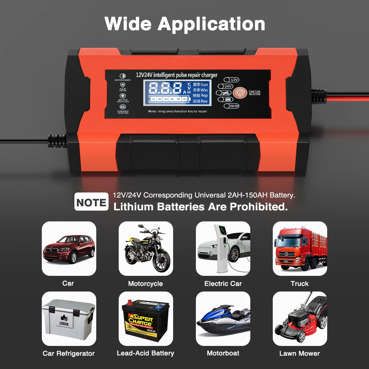 12V/10A 24V/5A Car Battery Charger with LCD Display B455