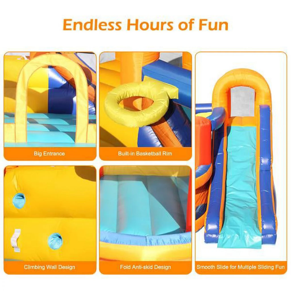 Inflatable Bounce House Slide Bouncer with Basketball Hoop Climbing Wall E126
