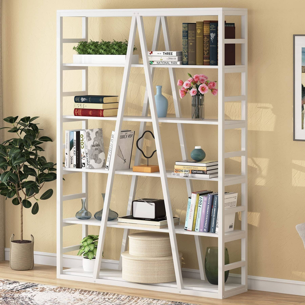 White Open Bookshelf Y63194