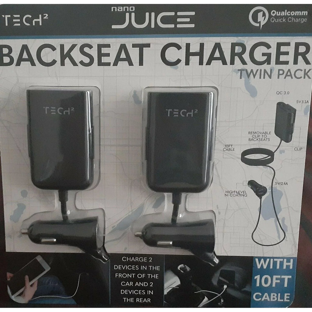 Backseat Car Charger, 4 USB Ports (2pk) M76513