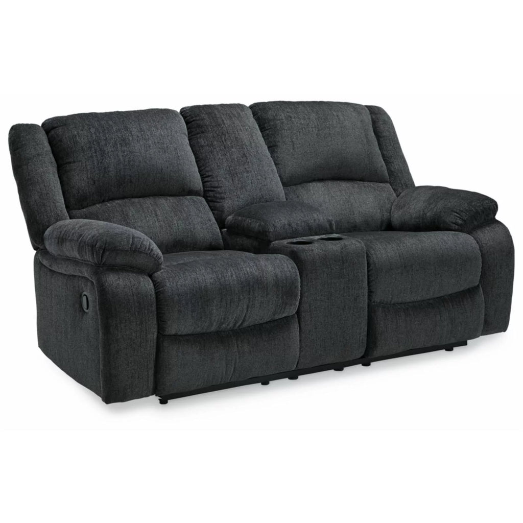 Slate Reclining Loveseat with Console T463