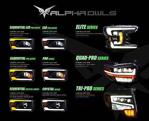 Black Projector Headlights with LED Light Bar W381