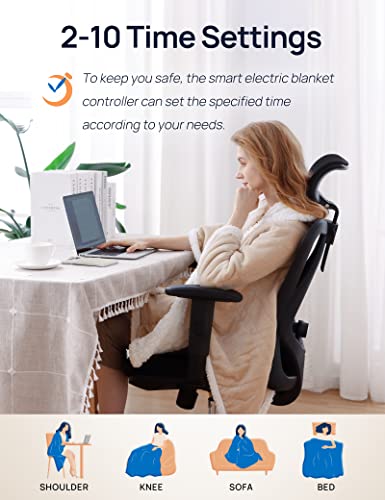 Light Grey 50 x 60 Inch Wearable Heated Throw Blanket E612