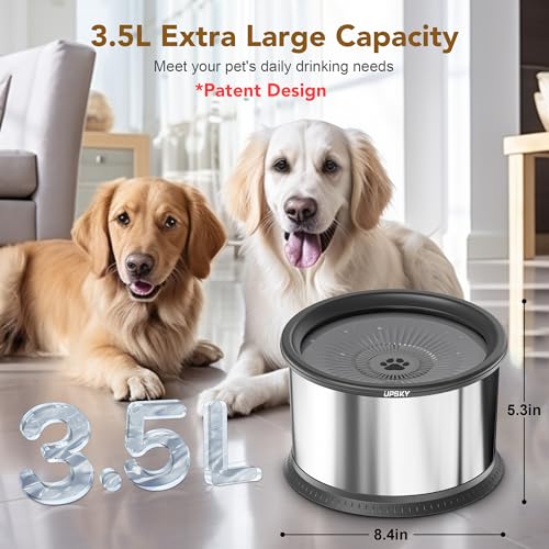 6.5L Stainless Steel No Spill Dog Water Bowl with Anti-Slip Mat W8643