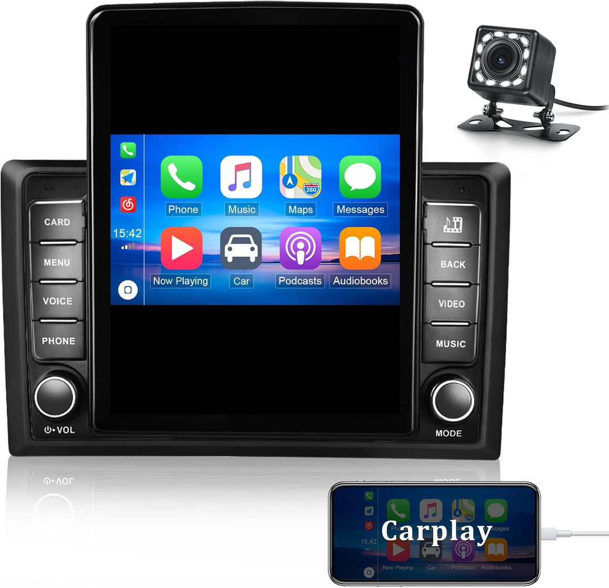 Double Din Car Stereo with Bluetooth and Backup Camera M80576