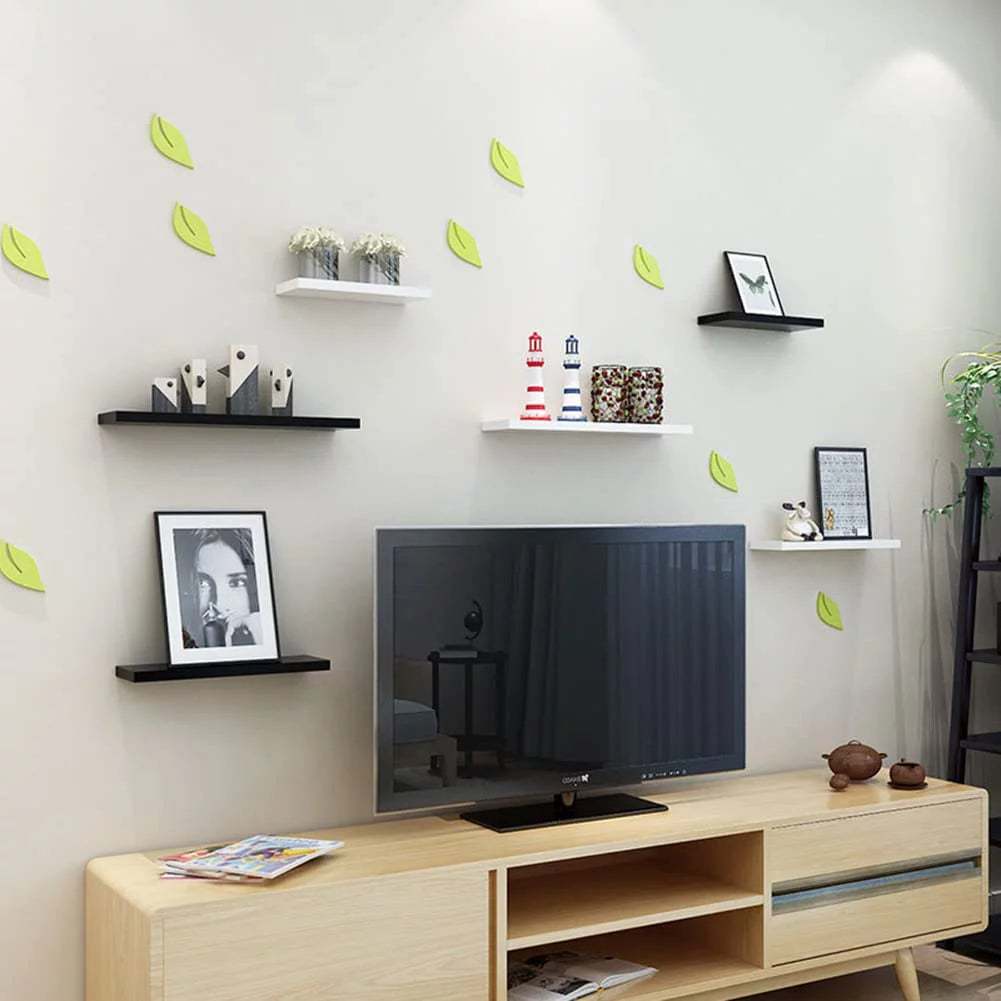 Walnut Wooden Floating Wall Shelf 36 in W x 12.75 in D x 2 in H Set of 2 L79076