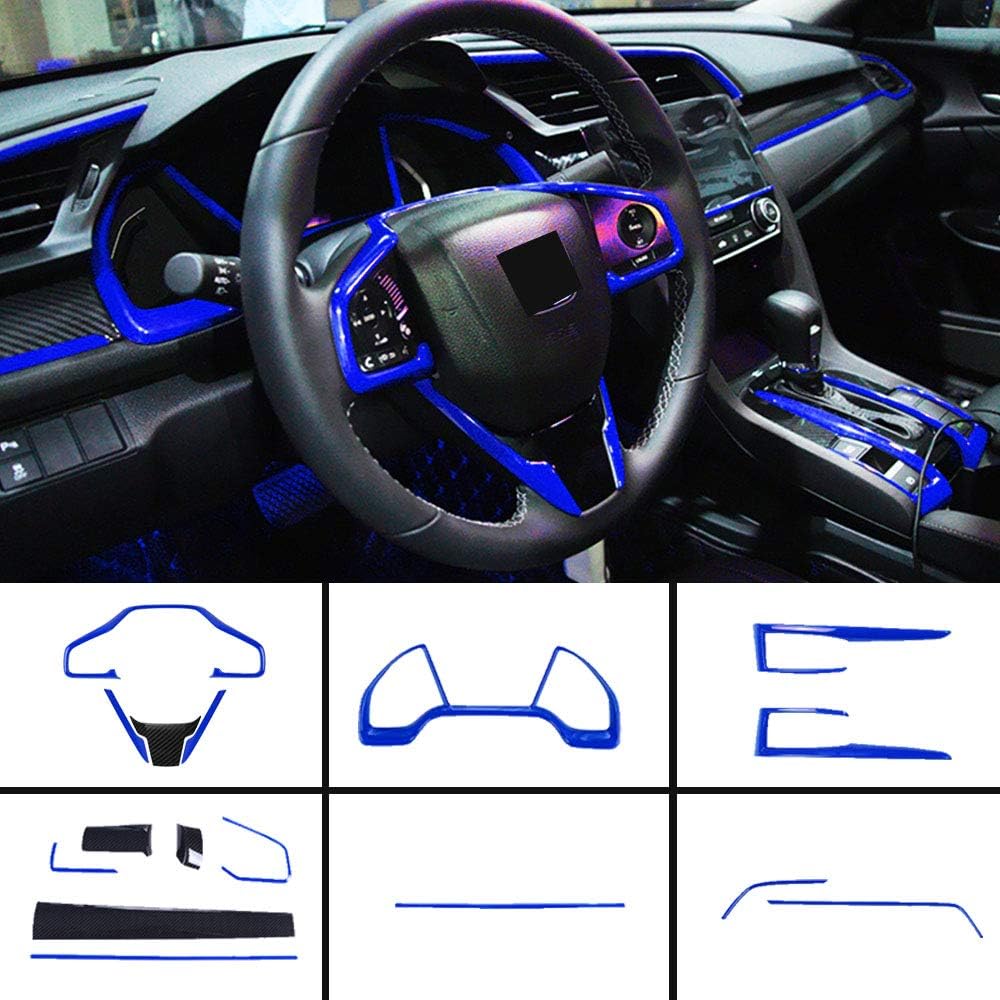 Full Set Car Interiors Instrument Panel Center Console Moulding Trim Steering Wheel Cover 16Pcs B5673