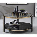 Clear Glass Faux Black Marble Coffee Table E172