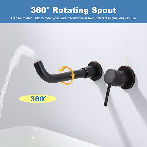 Black and Gold Single Handle Swivel Spout Bathroom Faucet with Rough-in Valve C1918