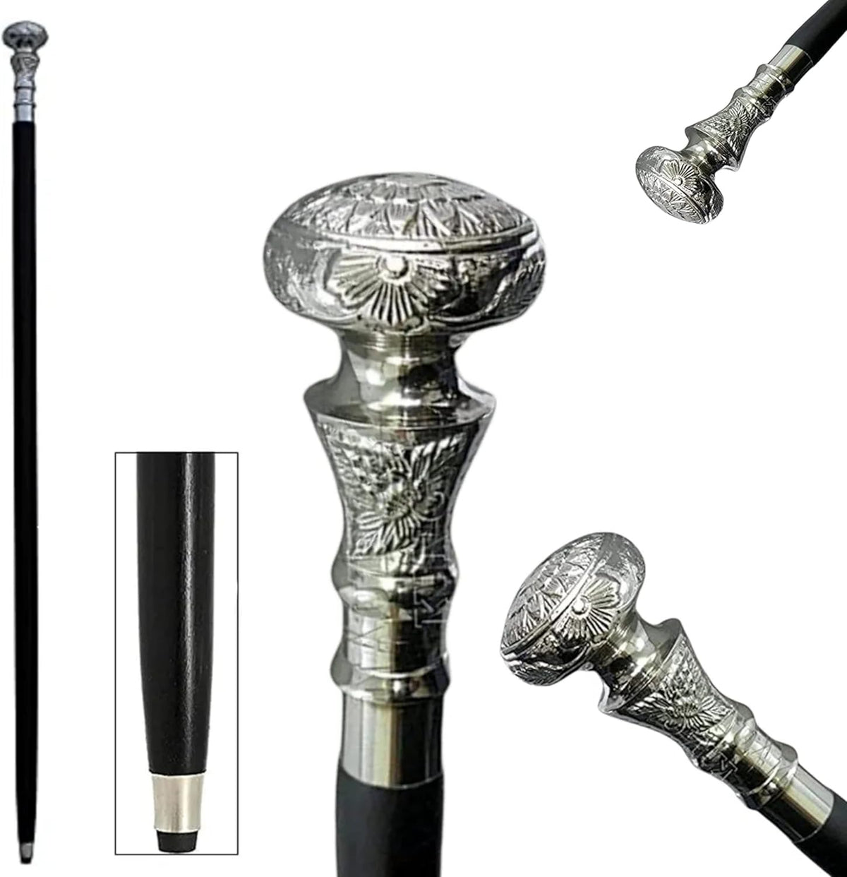Brass Handle Wooden Walking Cane 36" Z483827