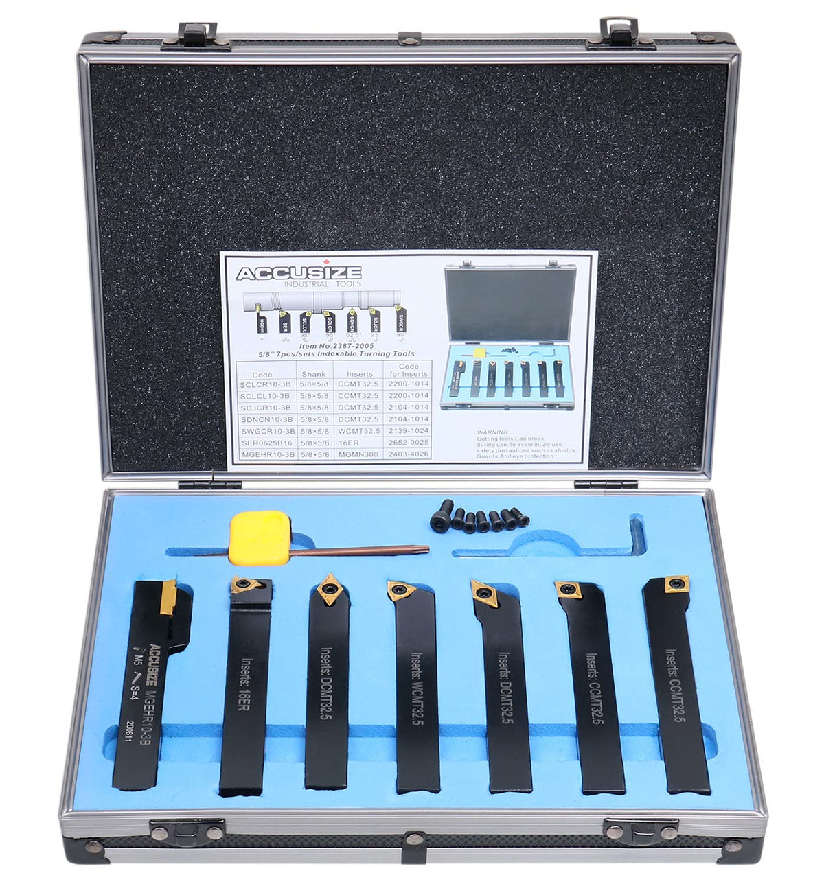 5/8'' Shank 7 Pc Indexable Carbide Turning Tool Set I80234