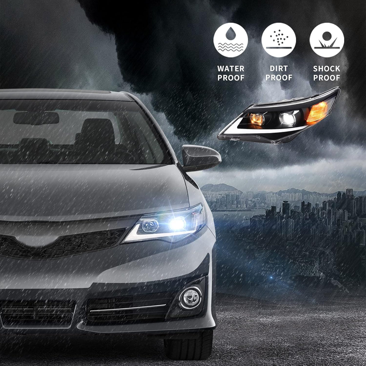LED Projector Headlights with LED DRL & Halogen High Beam Z761088