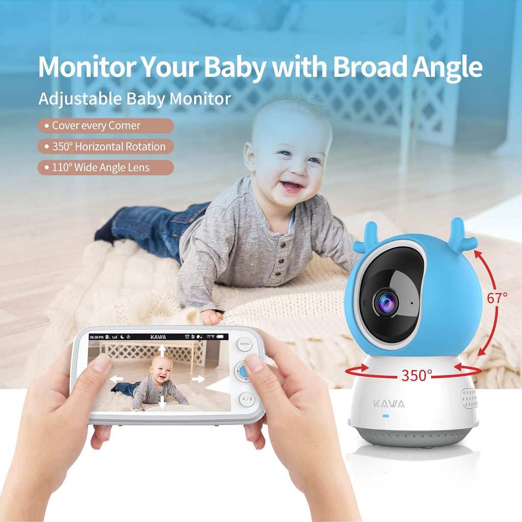 Baby Monitor with Camera and Audio, 720P HD Display, Night Vision, 2-Way Audio Q3992