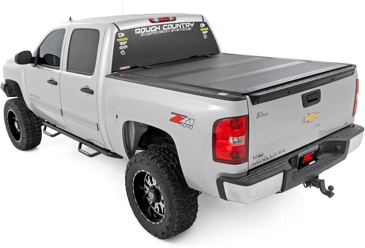 Hard Tri-Fold Flip Up Truck Bed Tonneau Cover for 5'9 Bed w/Rail Caps F725