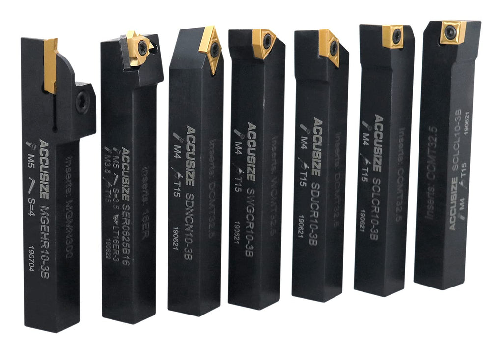 5/8'' Shank 7 Pc Indexable Carbide Turning Tool Set I80234