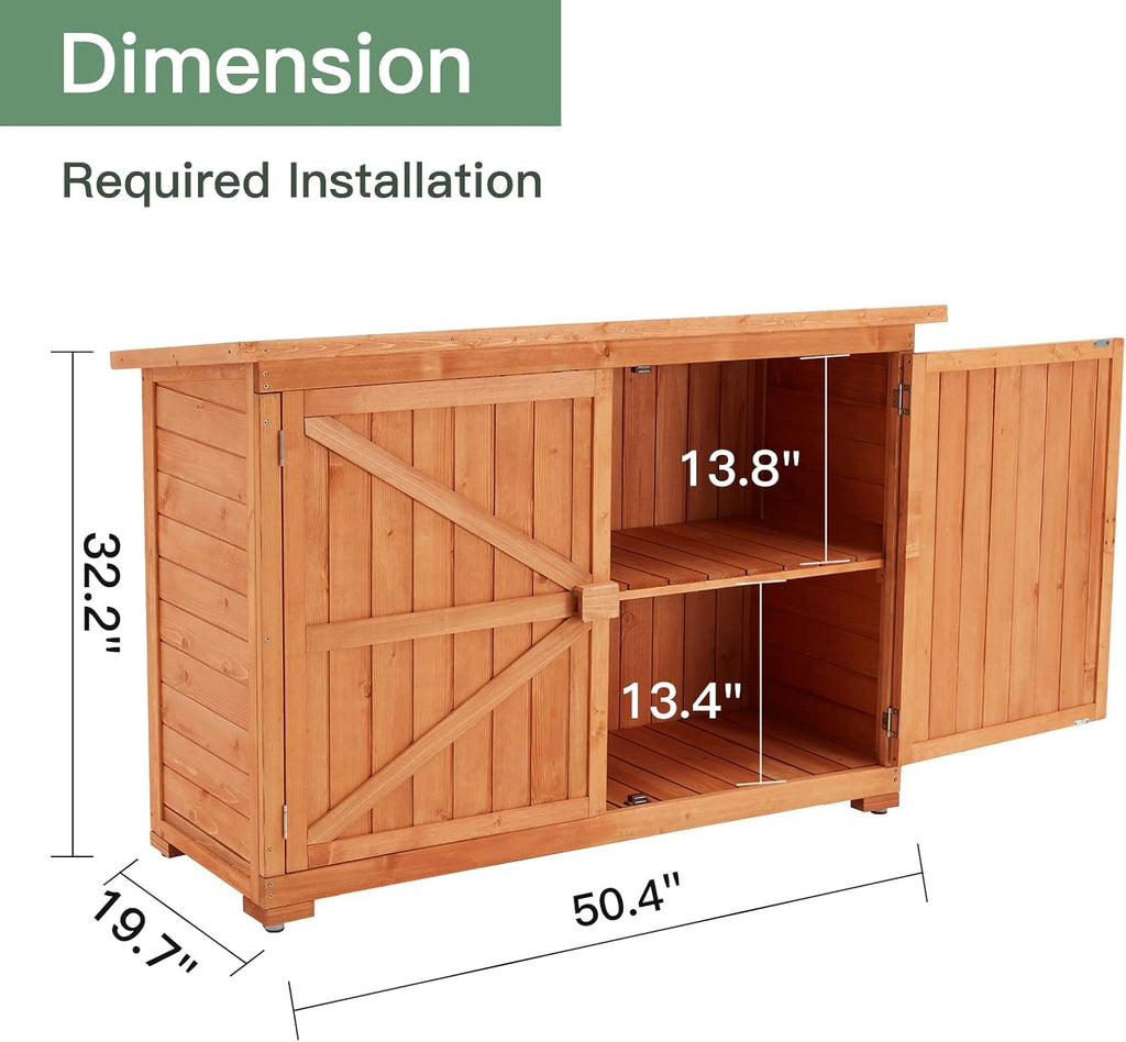 Wooden Outdoor Storage Cabinet with Lockable Double Doors Y51068