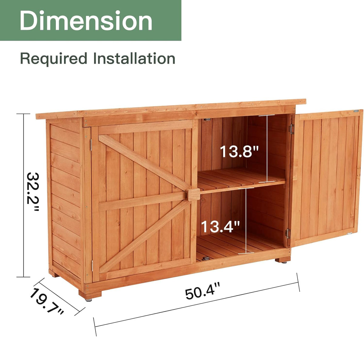 Wooden Outdoor Storage Cabinet with Lockable Double Doors Y51068