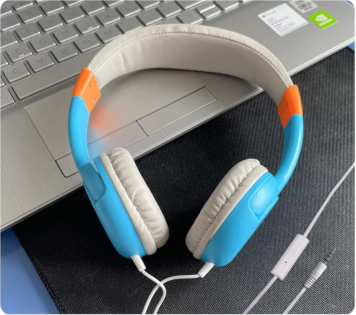 Blue Pink Wired Headphones with Microphone P249756