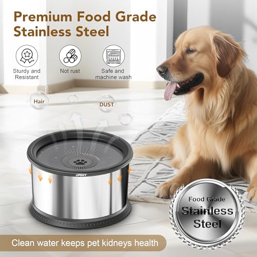 6.5L Stainless Steel No Spill Dog Water Bowl with Anti-Slip Mat W8643