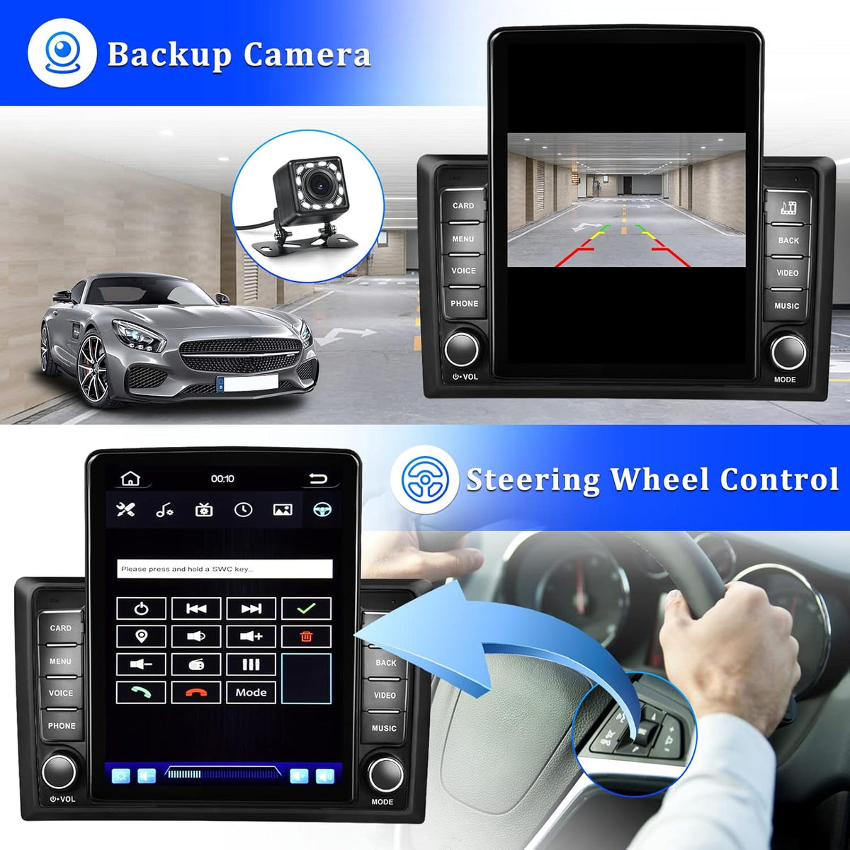 Double Din Car Stereo with Bluetooth and Backup Camera M80576