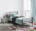 Metal Platform Bed Frame with Headboard and Footboard Twin Size Black W546