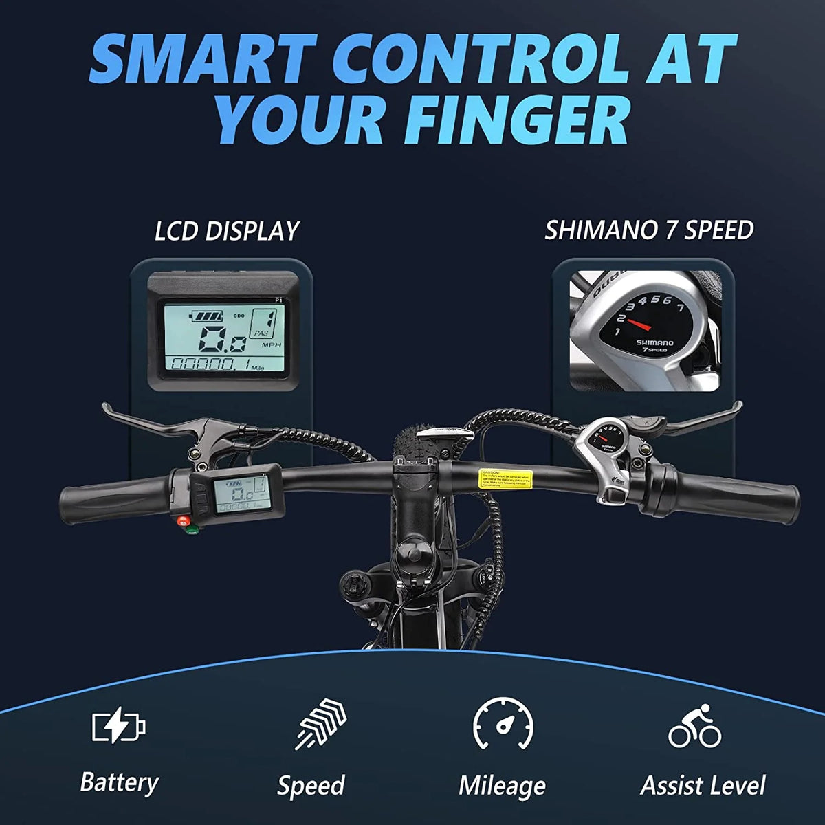 26" Fat Tire Electric Mountain Bike 500W 48V 13AH Removable Battery Shimano 7 Speed I377370