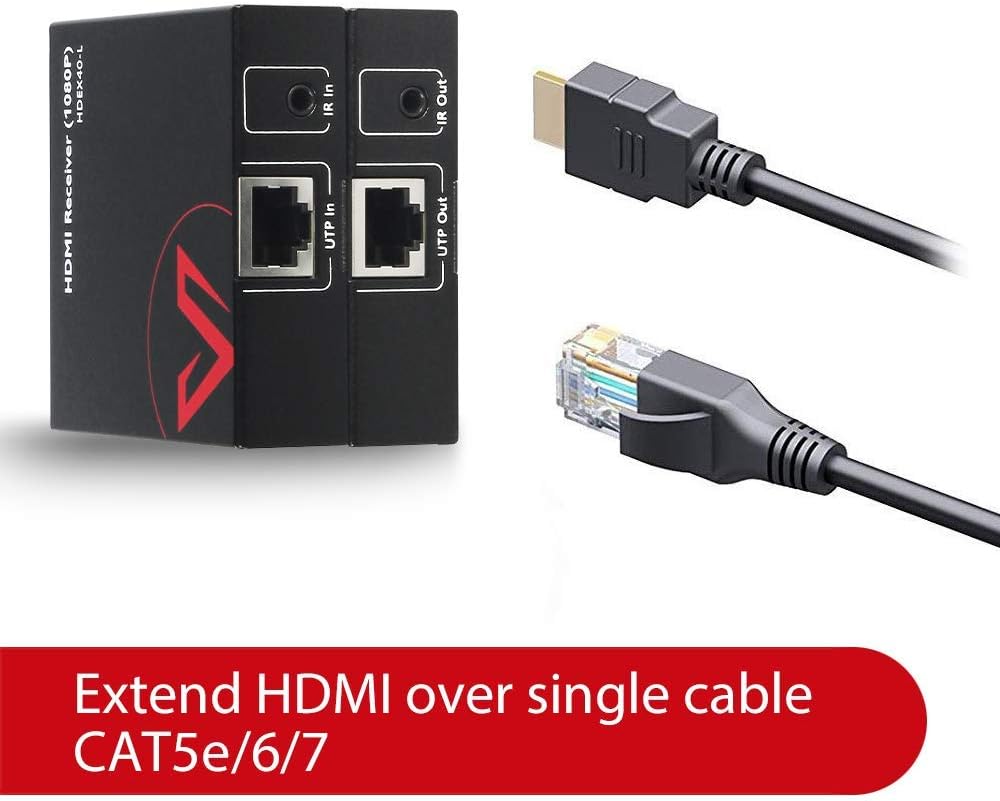 HDMI Extender Over Cat5e/6/6a/7 up to 1080P@60Hz 164ft/50m with IR Remote Control Pack of 2 L4139
