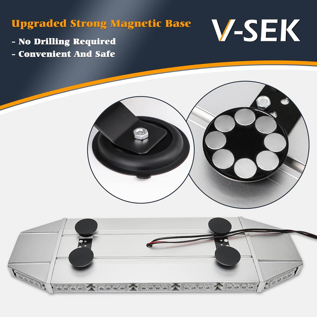 LED Rooftop Emergency Warning Strobe Light Bar Amber White A7704