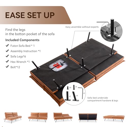 Dark Black Memory Foam Armless Futon Sofa Bed L16439