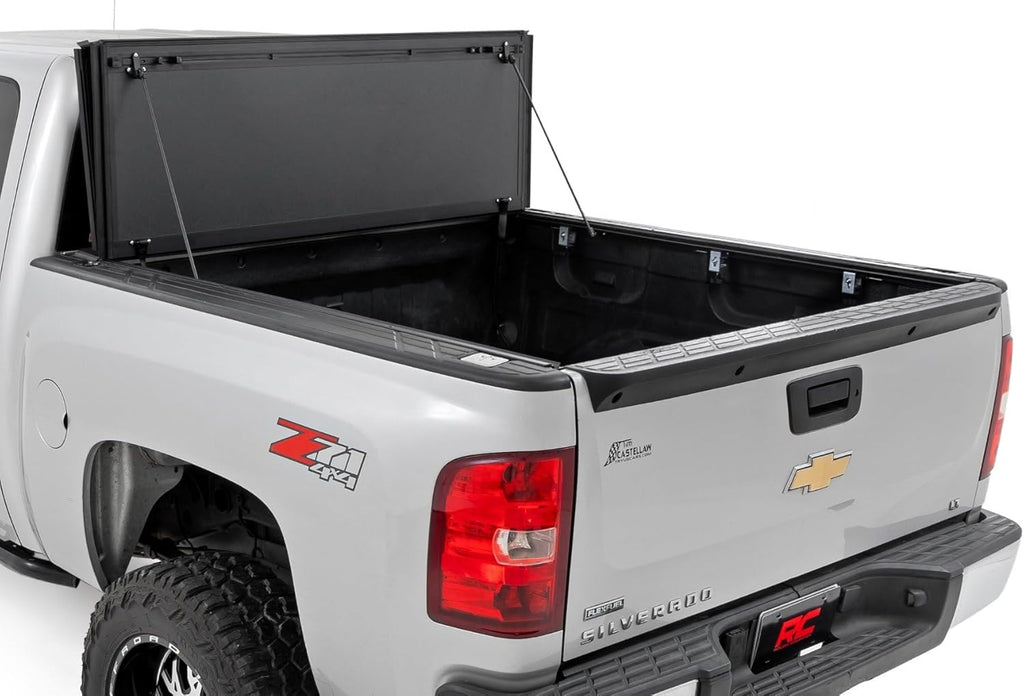 Hard Tri-Fold Flip Up Truck Bed Tonneau Cover for 5'9 Bed w/Rail Caps F725